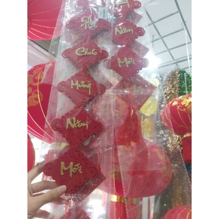 Cặp câu đối nhung đỏ trang trí Tết