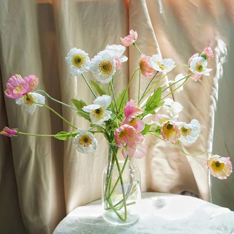 Cành hoa túc anh giả 4 nhánh cỡ 60cm trang trí nhà cửa tiện dụng