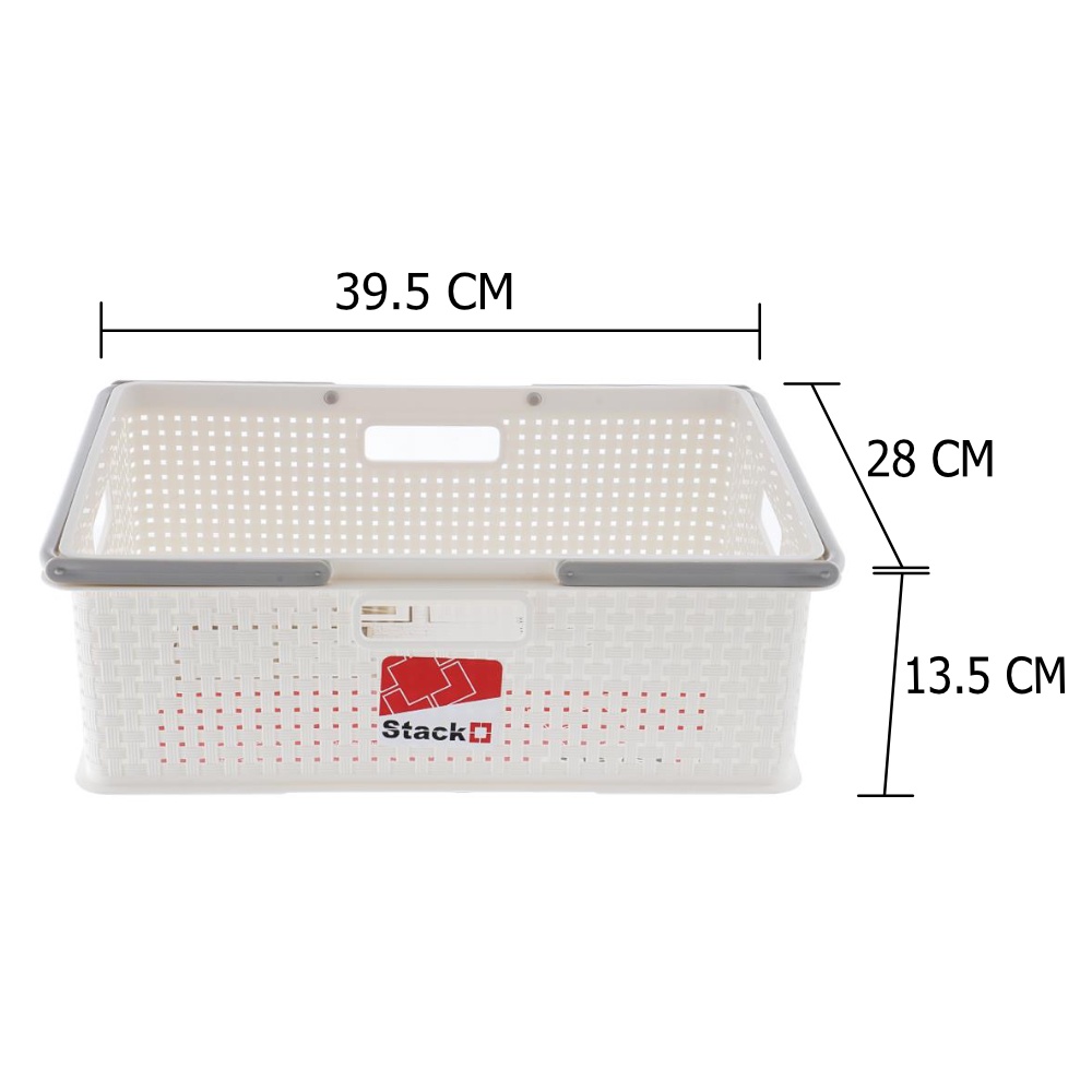 HomeBase STACKO Rổ nhựa đựng đồ đa năng bằng nhựa có tay cầm Thái Lan W39.2xH27.9xD13.3cm màu trắng