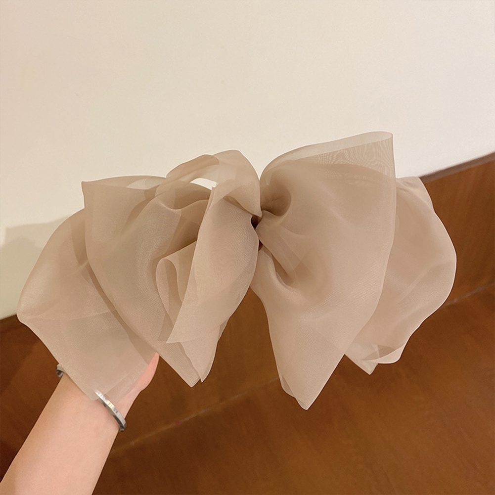 Kẹp Tóc Hình Nơ Bằng Vải Voan Màu Trơn Thanh Lịch Dành Cho Nữ