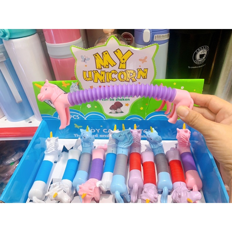 Ống lò xo kéo dài thu gọn Huggy Wuggy, Unicorn, Cún Xúc Xích, Lạc Đà đồ chơi cho bé