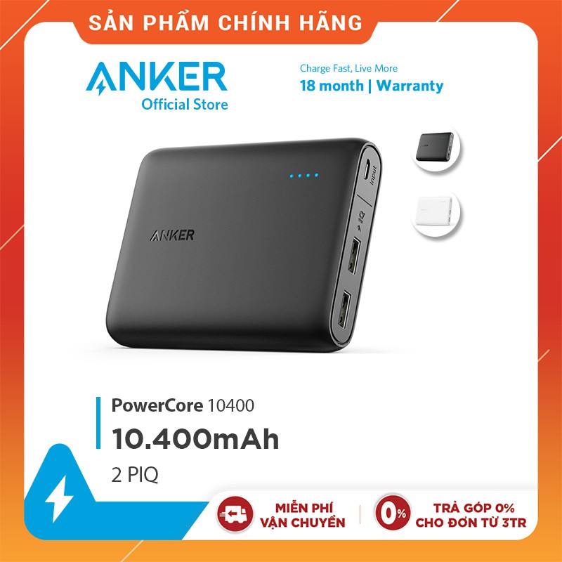 [Mã NOWSHIPVUI2 giảm 25k đơn 50k] Pin sạc dự phòng ANKER PowerCore 10400mAh - A1214 | BigBuy360 - bigbuy360.vn