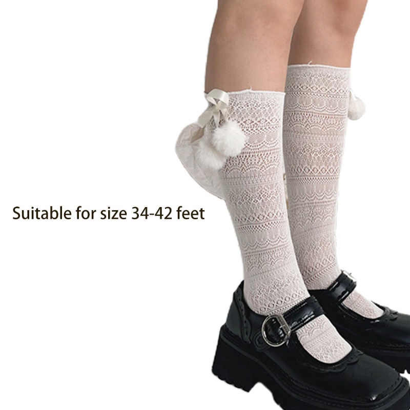 Youyo Vớ Nhung Satin Phối Ren Rỗng Phong Cách Lolita Ngọt Ngào Cho Nữ