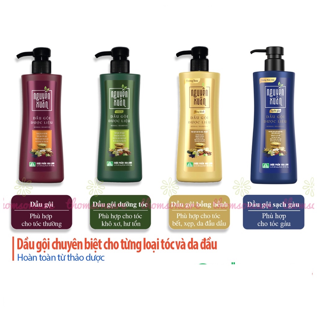 Dầu gội Nguyên Xuân từ thảo dược, từ bưởi, bồ kết, ngăn rụng tóc hết gàu, giảm ngứa - có vòi