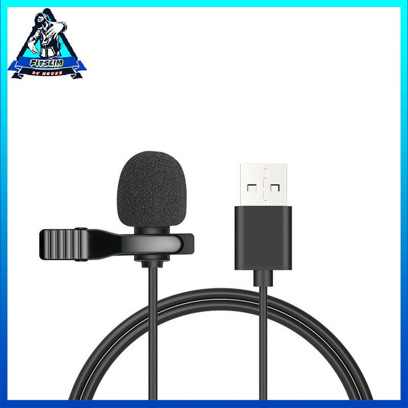 [Fitslim] USB Mini Microphone 1.5m Lavalier Mic Clip-on For Computer Recording Chat