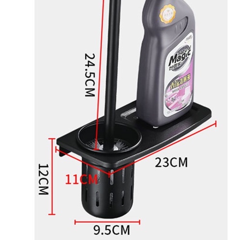 A - LIFE Bàn Chải  Vệ Sinh Toilet Bằng Nhôm Kèm Giá Đỡ Gắn Tường Tiện Dụng