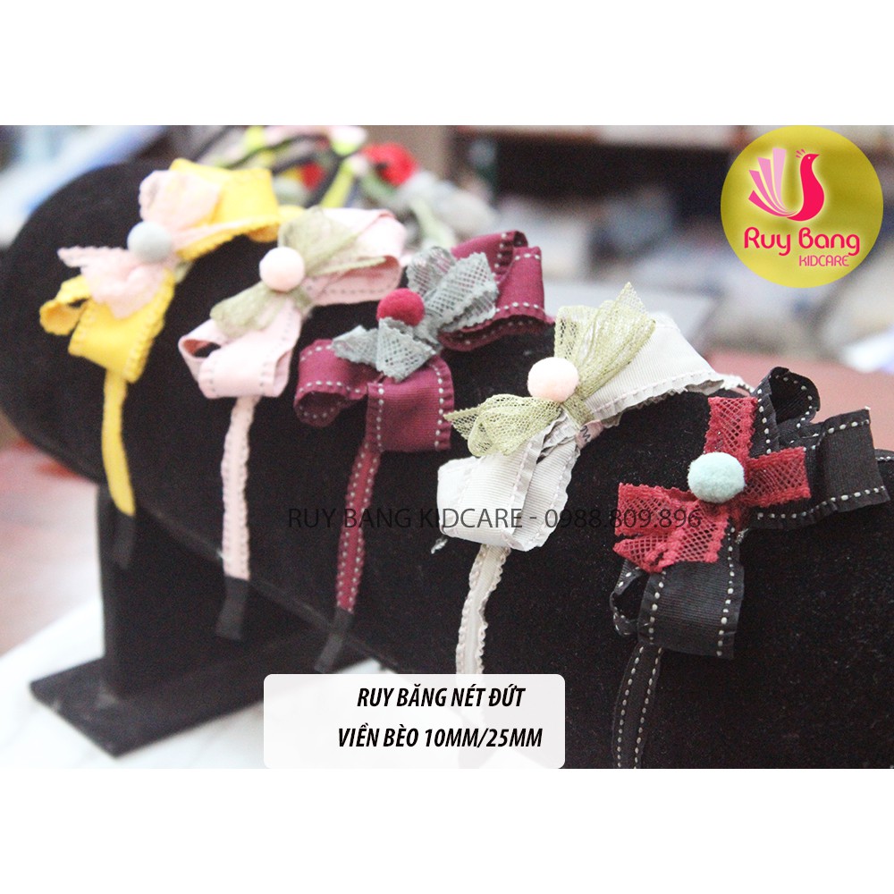 Ruy băng HQ nét đứt viền bèo 25mm