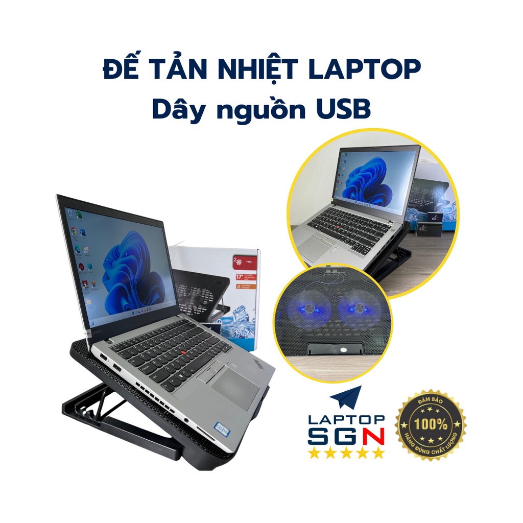 Đế Tản Nhiệt Laptop N99 COOLING PAD loại 2 quạt cực mát dành cho laptop từ 13.3 đến 17 inch, đế nâng 45 Độ
