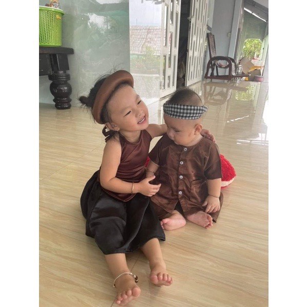 BỘ BÀ BA PHI BÓNG BÉ TRAI VÀ BÉ GÁI KÈM KHĂN RẰN