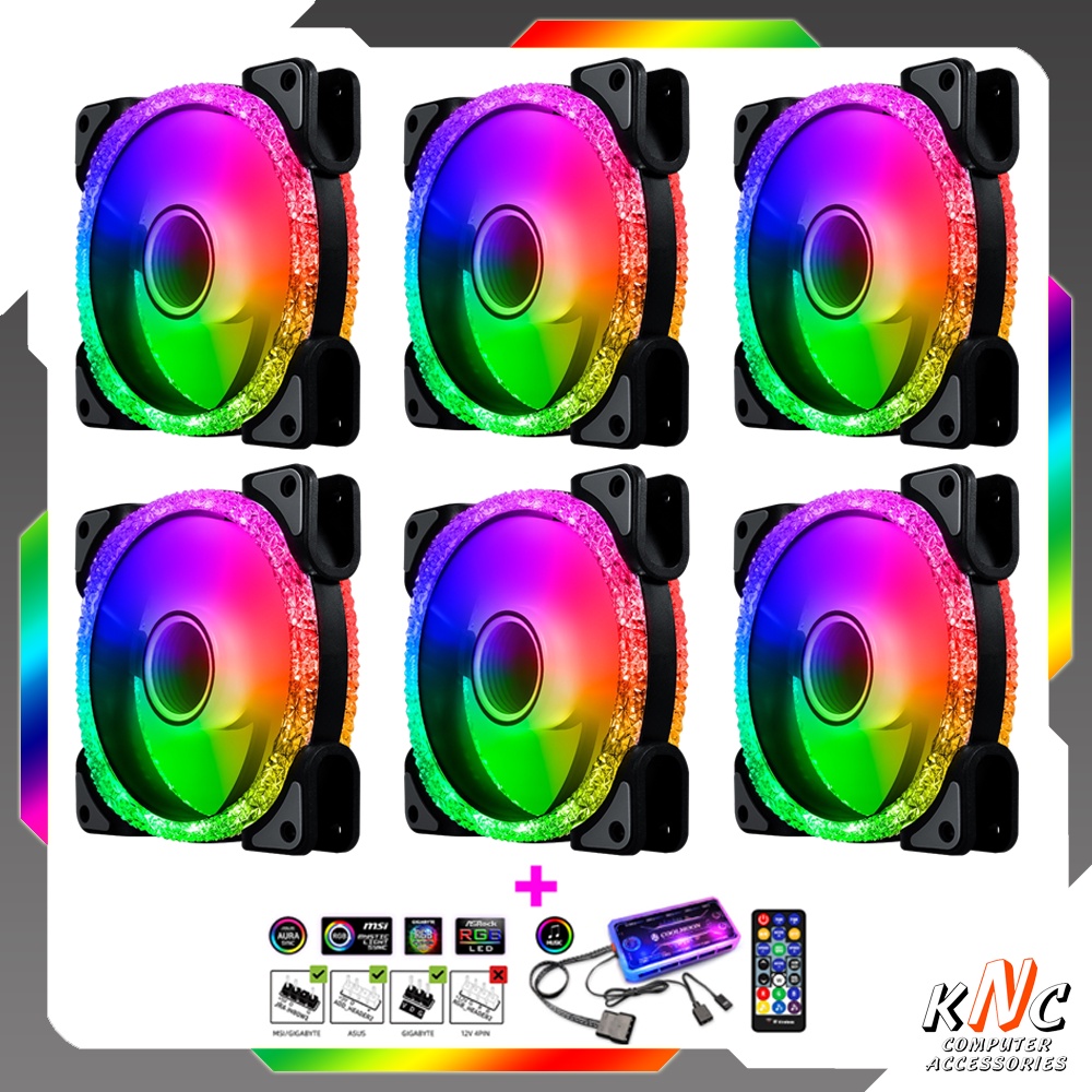 Bộ Quạt Tản Nhiệt Diamond U1 Black 12cm Fan Led RGB Đồng Bộ Mainboard - Hub Coolmoon Tomato Xigmatek VSP - Nháy Nhạc