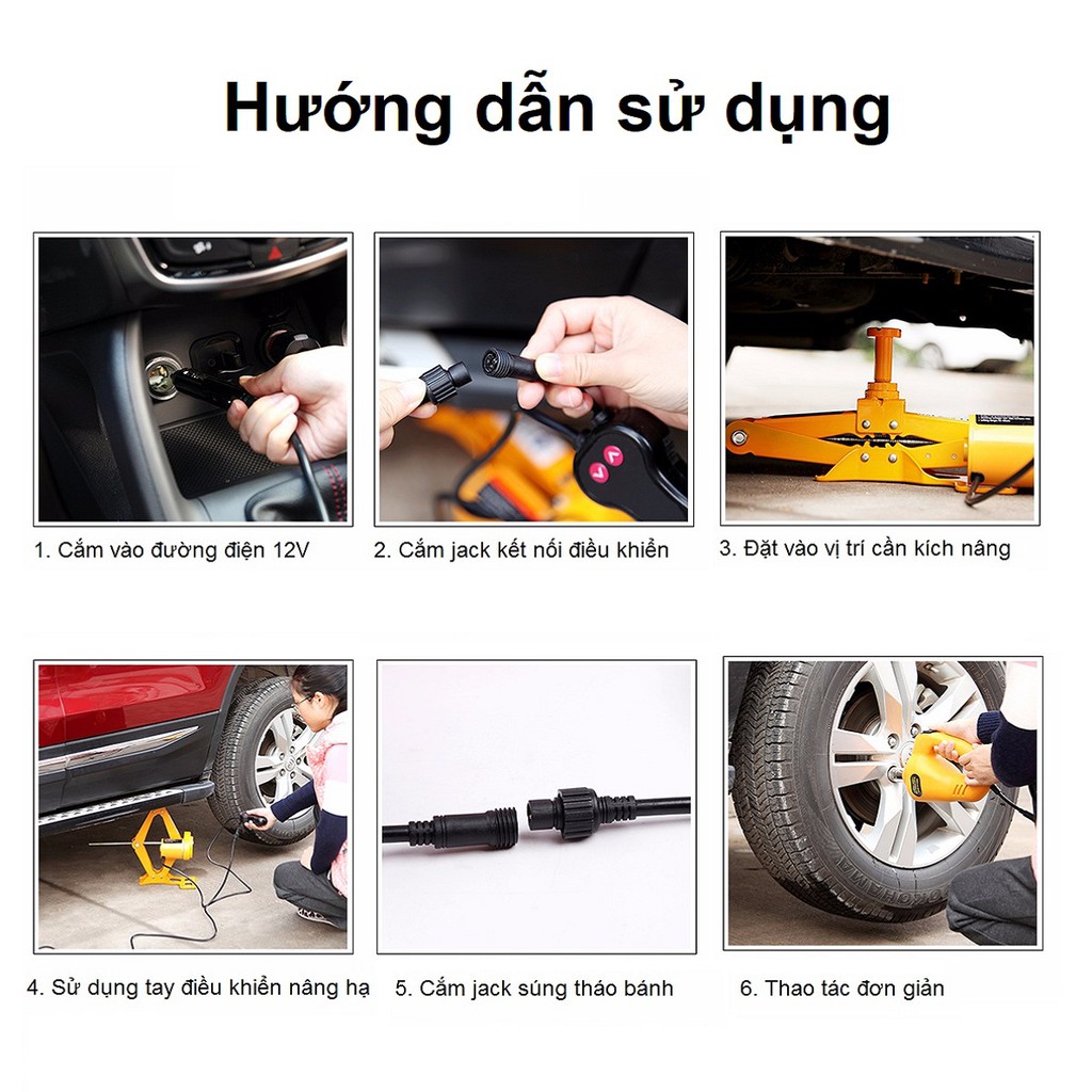 Bộ kích gầm xe ô tô 12V - Con Đội Điện Nâng Gầm cho xe hơi - Máy bắn ốc