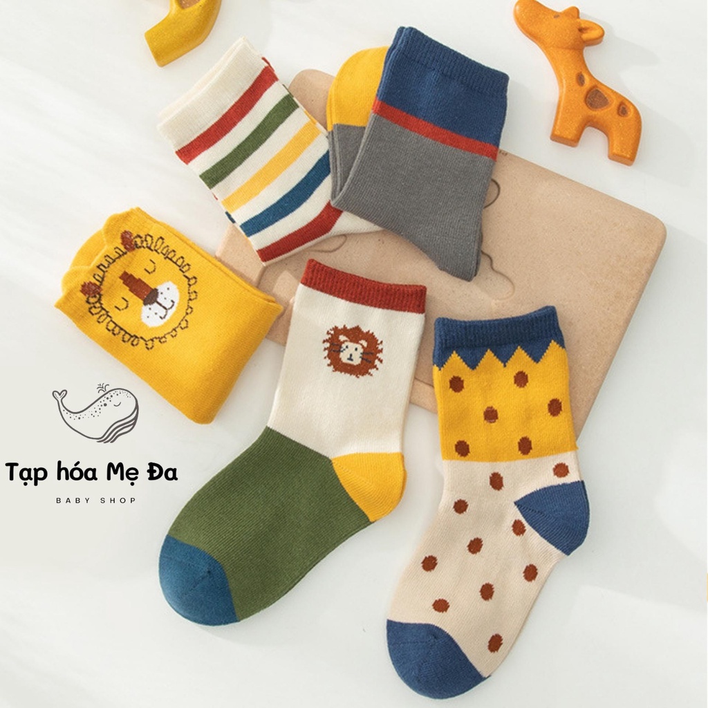 [Hàng cao cấp] Set 5 đôi tất/vớ hoạt hình phong cách Châu Âu chính hãng Caramella cho bé 0-8 tuổi