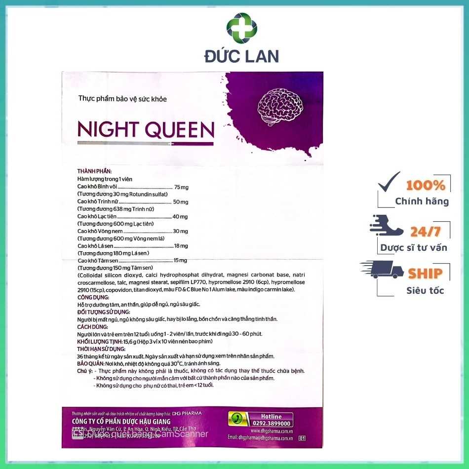 NIGHT QUEEN HỘP 30 VIÊN - HỖ TRỢ DƯỠNG TÂM, AN THẦN.