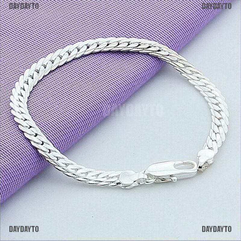 Vòng đeo tay mạ bạc dây xích 5mm phong cách thời trang dành cho nam