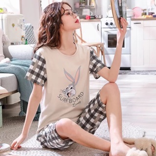 Bộ đồ ngủ nữ thời trang hè ngắn tay chất cotton cực mát