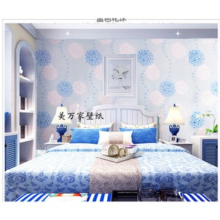 DECAL 1M PVC giấy dán tường khổ 45cm (có sẵn keo dán) – HOA CHÙM TRẮNG XANH DT270