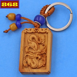 Móc khóa gỗ hoàng đàn tuổi Thìn KHDRON - Móc khóa phong thủy