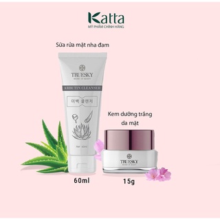 Bộ sản phẩm dưỡng trắng da mặt Truesky gồm sữa rửa mặt nha đam 60ml và kem dưỡng trắng mặt 15g_Katta_CB_TS_004_009