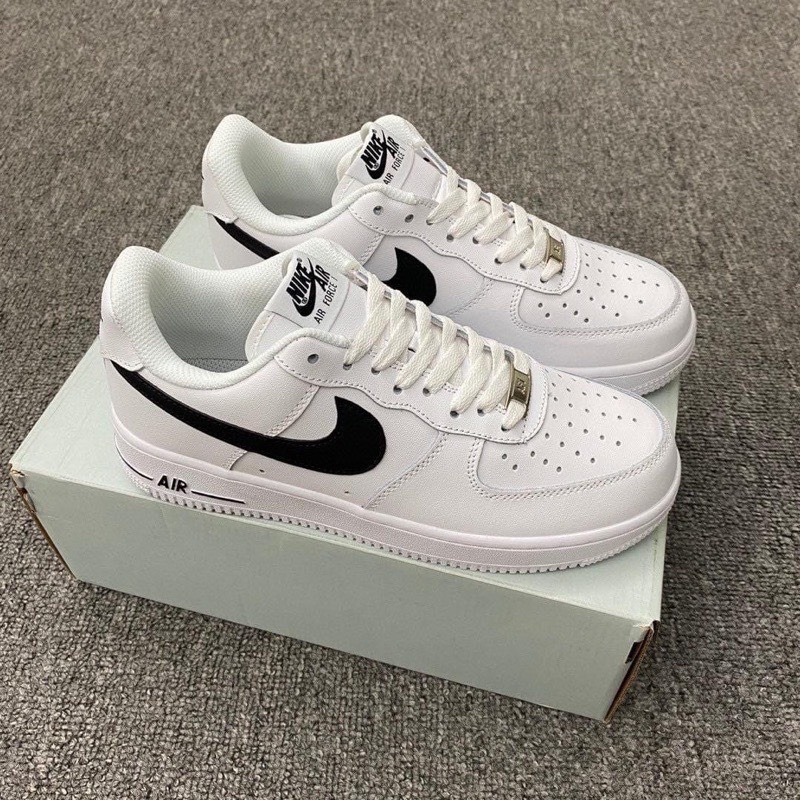 Giày thể thao AF1 trắng vệt đen nam nữ, giày sneaker AIR FORCE trắng tích đen thấp mới Hot Hit 2022