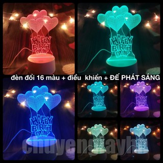 Đèn ngủ 3D HAPPY BIRTHDAY BAY 16 MÀU + ĐIỀU KHIỂN, đèn trang trí, quà tặng sinh nhật