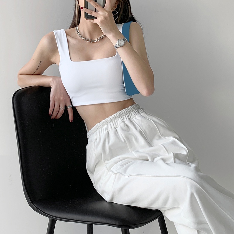 Áo sát nách nữ cổ vuông màu trơn gợi cảm thời trang