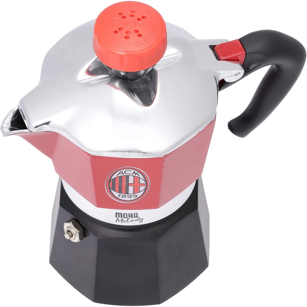ẤM PHA CÀ PHÊ THỂ THAO BIALETTI MOKASPORT A.C.MILAN 3 CUPS, MÀU ĐỎ