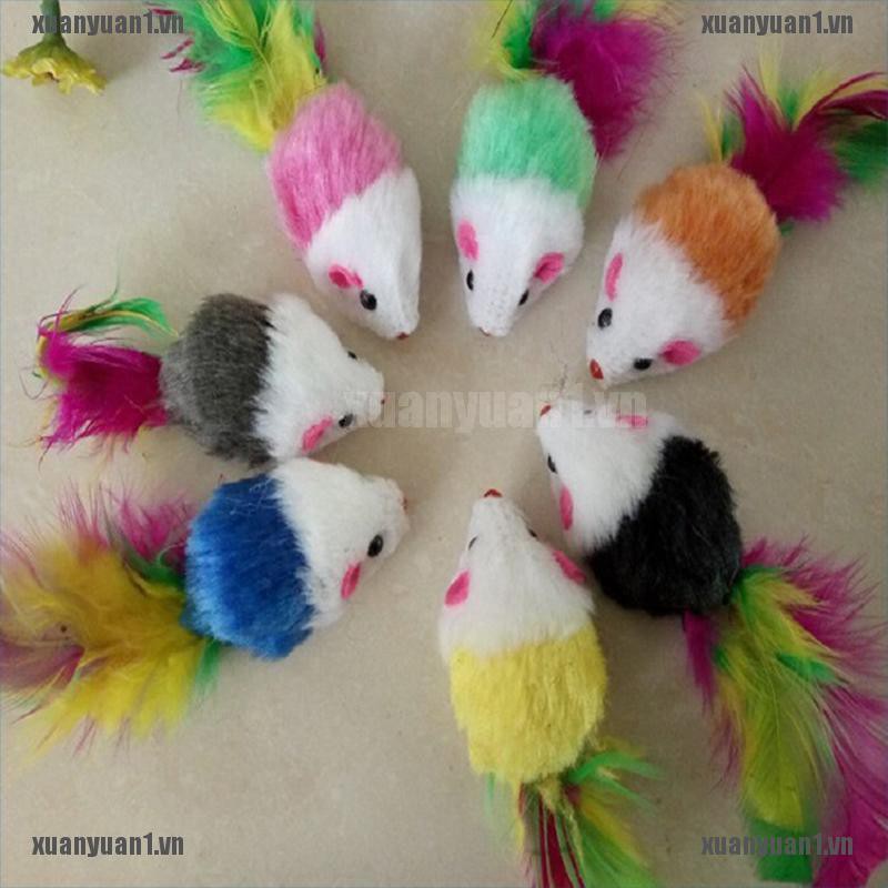 [XUANYUAN1] Set 10 Chú Chuột Giả Bằng Lông Mềm Nhiều Màu Cho Mèo Cưng