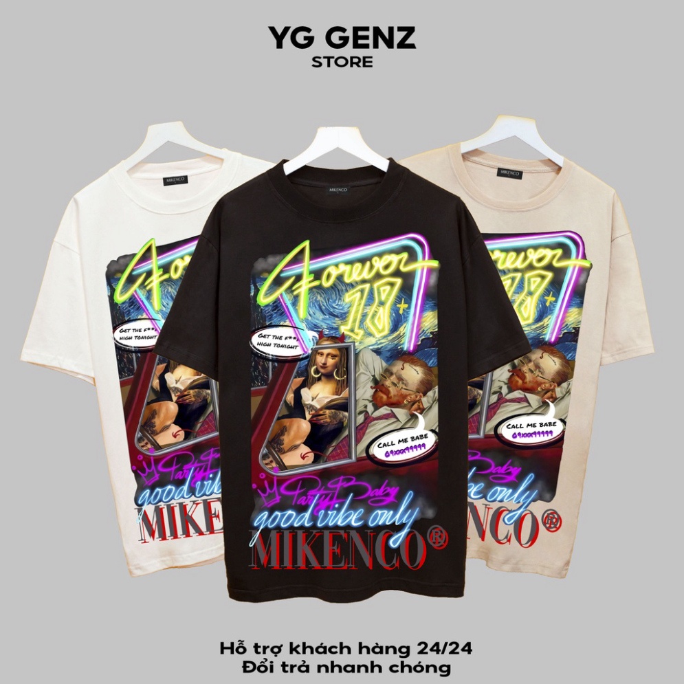 Áo thun tay lỡ MIKENCO 1 YGGENZ shop , Áo thun unisex nam nữ from rộng oversize chất liệu cotton - Hàng mới về