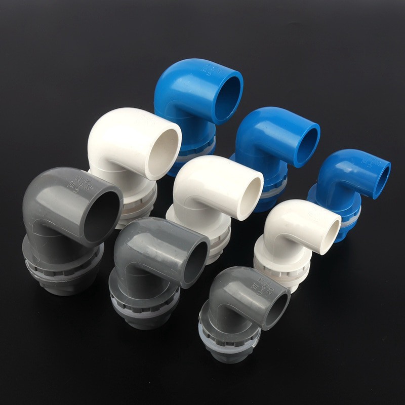 Đầu nối ống nước gấp khúc bằng PVC đường kính bên trong 20-50mm 90 độ cho bể cá