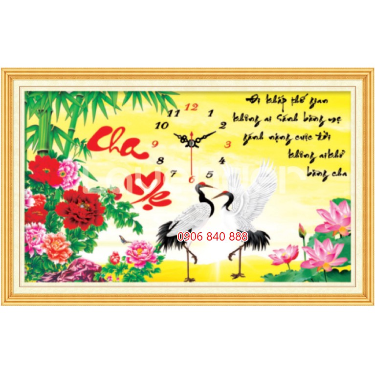 Tranh đính đá đồng hồ cha mẹ