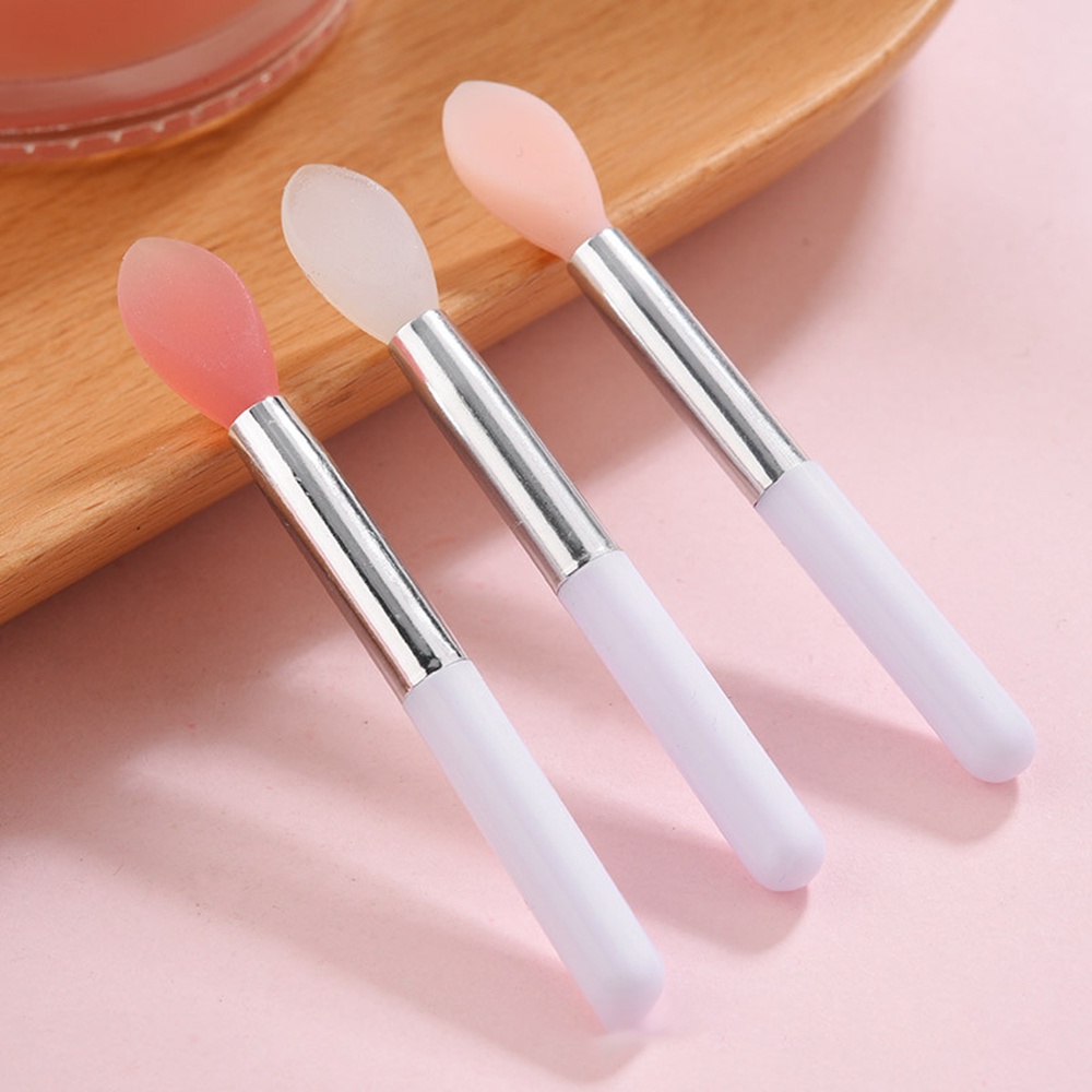 [Hàng mới về] Bộ 5 Cọ Trang Điểm Môi Đầu Nhựa Trong Suốt Kèm Túi Đựng