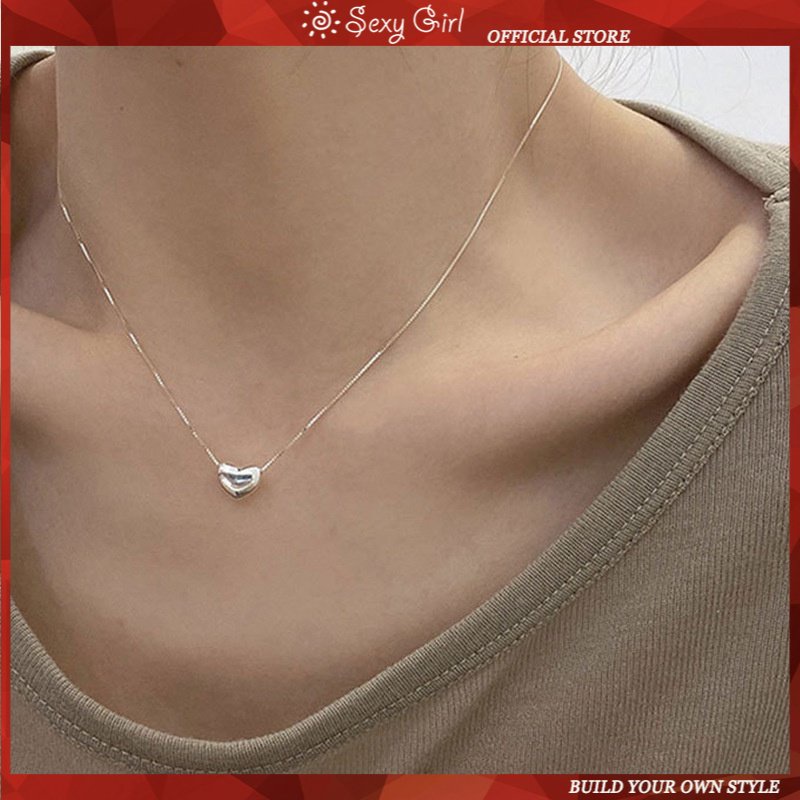 Vòng cổ Mạ Bạc 925 Mặt Hình Trái Tim Thời Trang 2022 Cho Nữ