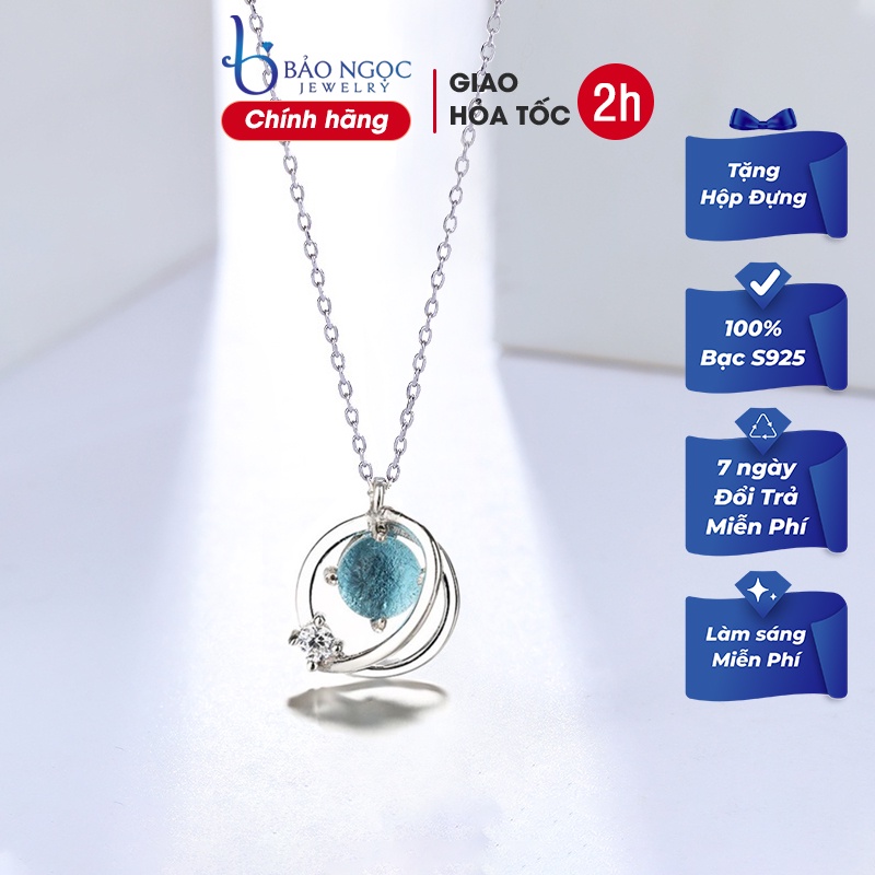 Dây Chuyền Bạc 925 Hình Quả Cầu Đính Đá Màu Xanh Cho Nữ - DB2365 - Bảo Ngọc Jewelry