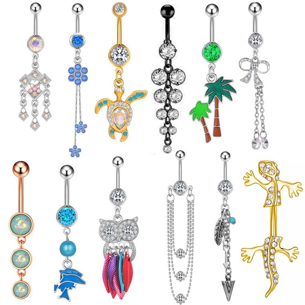 1 Khuyên RốN HìNh Hoa ĐíNh Đá Xinh XắN