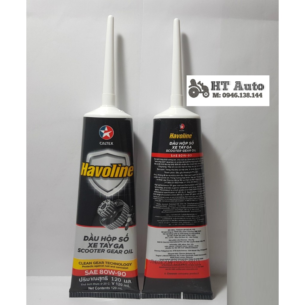 Nhớt hộp số cho xe tay ga Caltex Havoline Scooter Gear Oil SAE 80W90 API GL5- 120ml