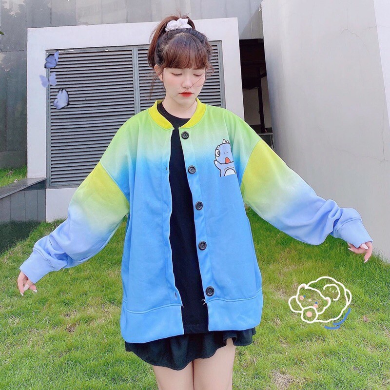 Áo Cardigan Nỉ Bông Loang Hoạ Tiết Ảnh Thật