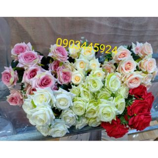 Cành hoa hồng 12 bông cao cấp-Hoa giả