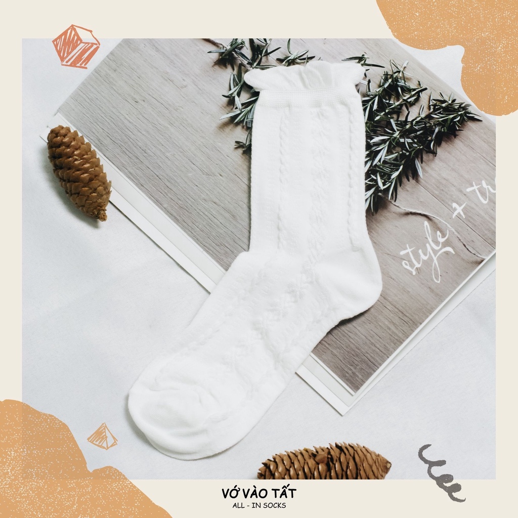 TẤT VỚ TRẮNG HOA VĂN LOLITA NỮ TÍNH