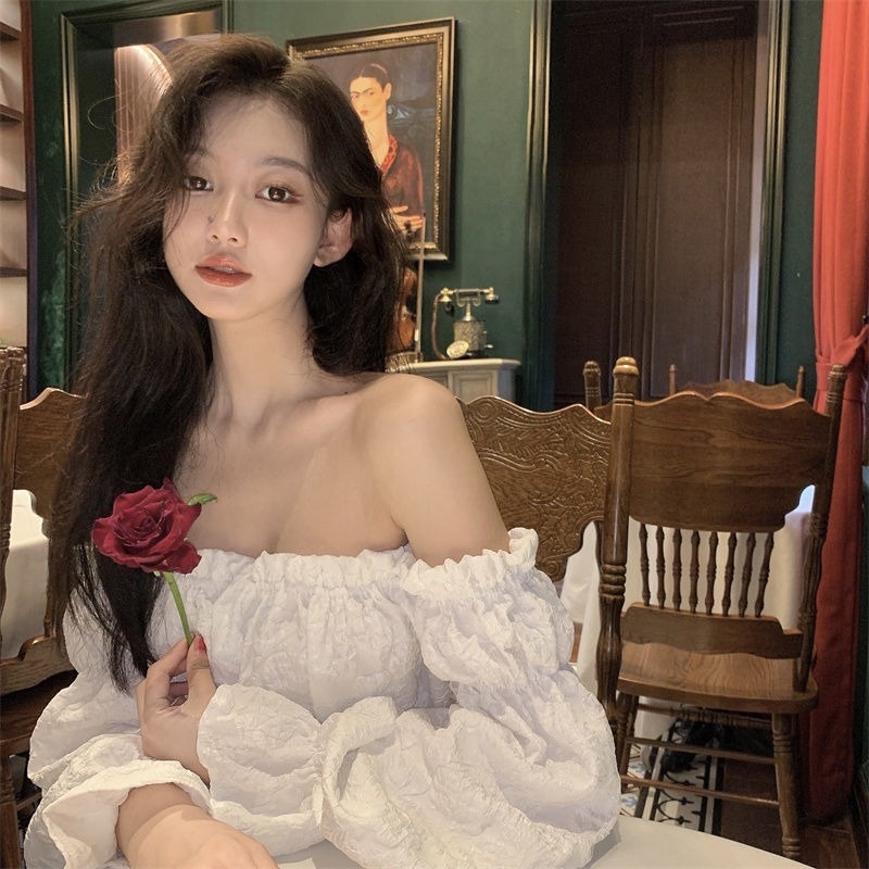 Áo kiểu tay dài trễ vai thời trang quyến rũ cho phái nữ