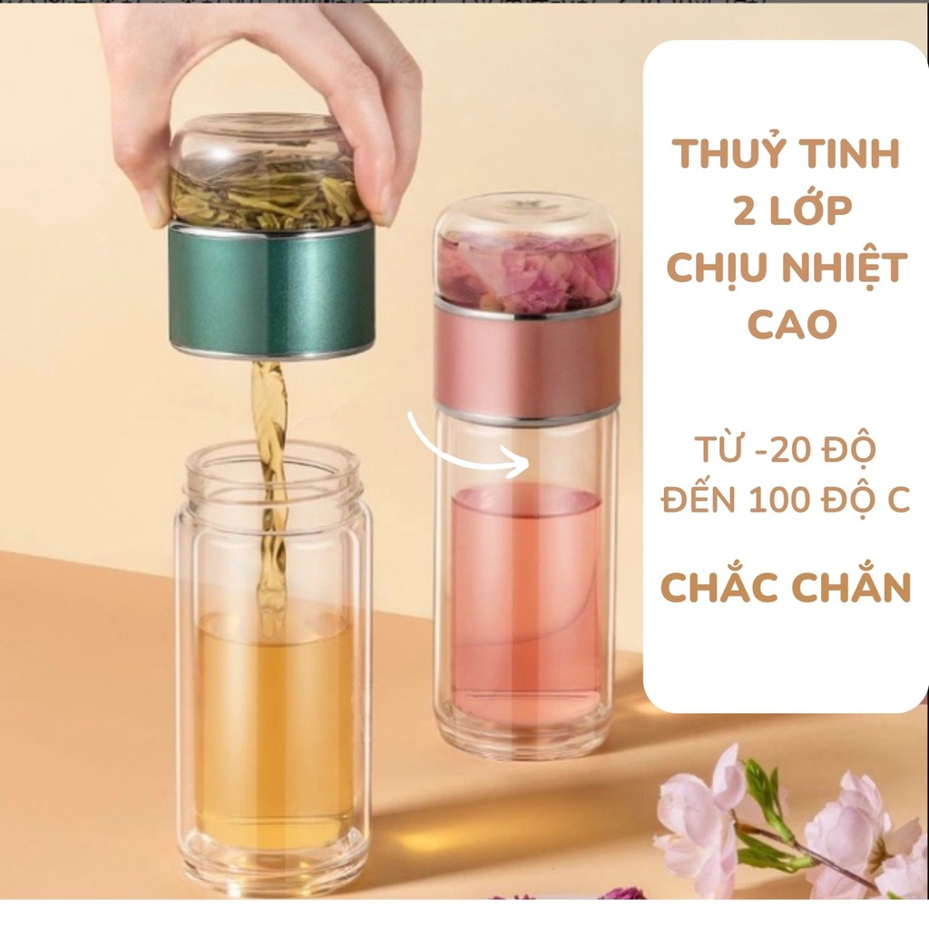 Bình pha trà thuỷ tinh 2 lớp cao cấp có lõi lọc chịu nhiệt cao từ -20 đến 140 độ C dung tích 400ml K-House Smart | BigBuy360 - bigbuy360.vn