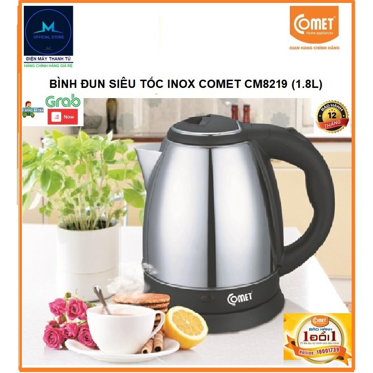 CM8219 - BÌNH ĐUN SIÊU TỐC INOX COMET 1.8L - BẢO HÀNH CHÍNH HÃNG 12 THÁNG