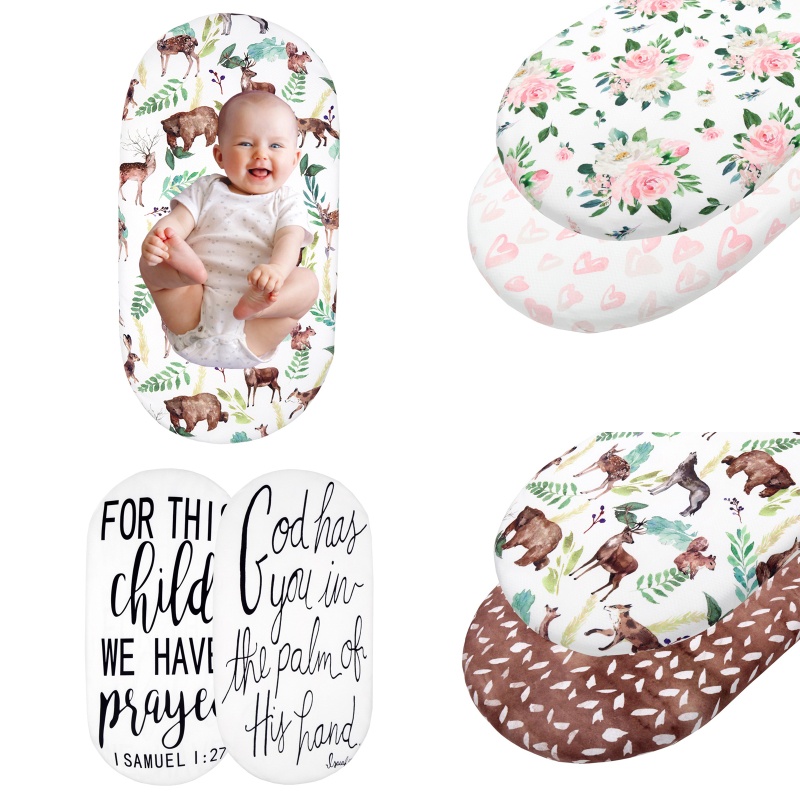 Set 2 Vỏ Bọc Đệm Giường Cũi Em Bé Hình Chữ Nhật Co Giãn