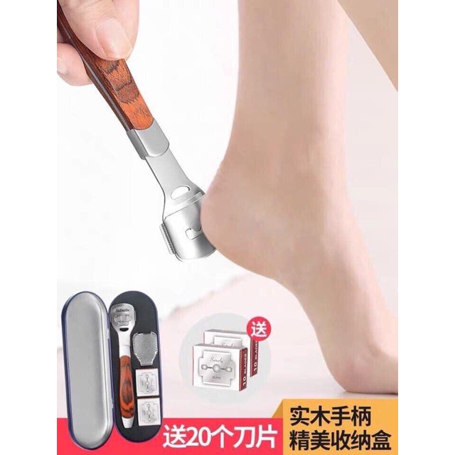 Dụng Cụ Mài Chà Gót Chân Tẩy Da Chết Inox Cao Cấp tặng kèm 20 dao cạo thay thế