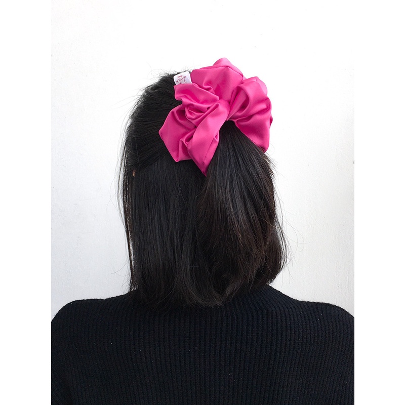 OLIVER - Dây chun buộc tóc Satin lì Scrunchies Handmade I Hot Pink