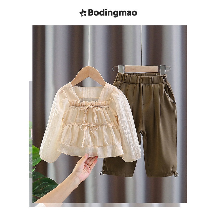 Set Áo Thun Dài Tay + Quần Dài Thời Trang Cho Bé Gái