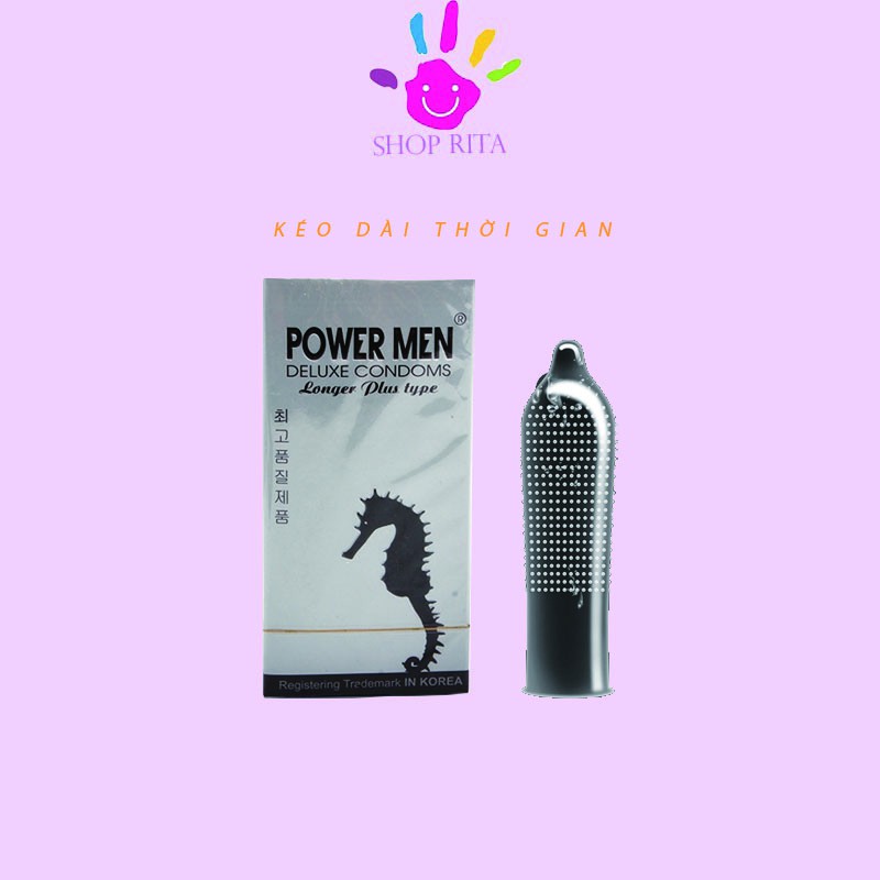 [COMBO] 3 HỘP Bao cao su Power Men Longer Plus cá ngựa hộp 12 chiếc