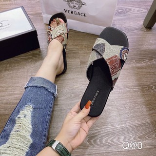 Dép lê nữ quai chéo thổ cẩm