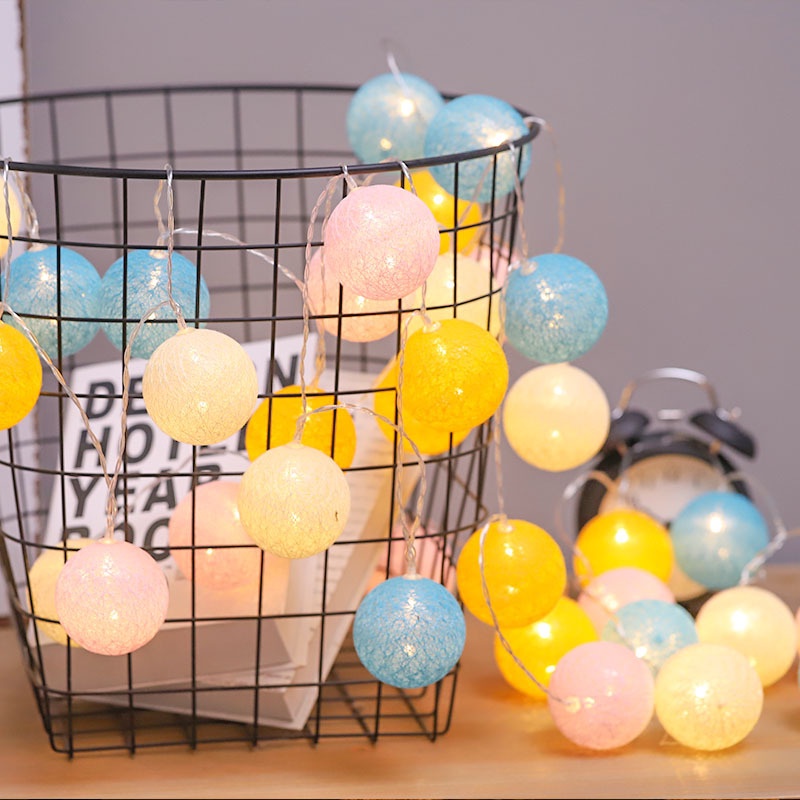 Dây Đèn LED 20 Bóng Hình Quả Bóng Cotton Trang Trí Giáng Sinh / Tiệc Cưới / Lễ Hội