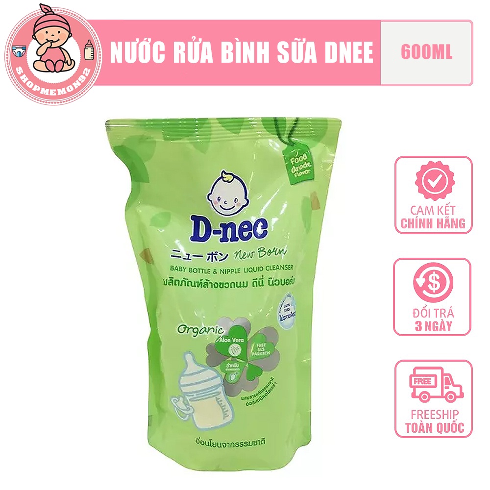 Túi nước rửa bình sữa thái lan Dnee ko tem 600ml - hàng nội địa KHÔNG TEM