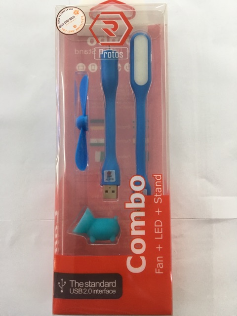 Combo đèn led + quạt + giá đỡ điện thoại